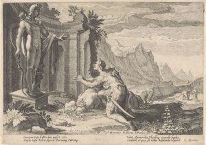 Cadmus raadpleegt het orakel van Delphi door Hendrick Goltzius (workshop of)