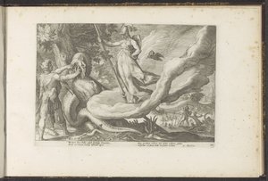 Cadmus zaait de tanden van de draak door Hendrick Goltzius (workshop of)
