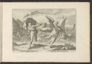 Cornix verandert in een kraai door Hendrick Goltzius (workshop of)