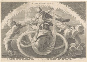 De schepping van de vier elementen, Metamorfosen van Ovidius (serietitel) door Hendrick Goltzius (workshop of)