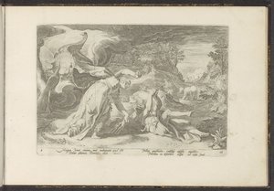 Juno verandert Callisto in een beer door Hendrick Goltzius (workshop of)