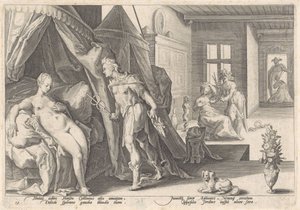 Mercurius bezoekt Herse door Hendrick Goltzius (workshop of)
