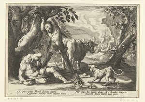 Mercurius doodt Argus door Hendrick Goltzius (workshop of)