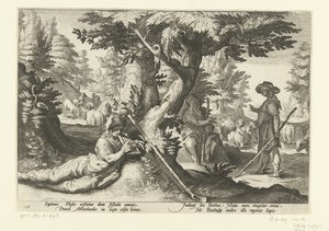 Mercurius en Battus door Hendrick Goltzius (workshop of)