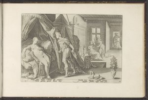Mercurius in Herses kamer door Hendrick Goltzius (workshop of)