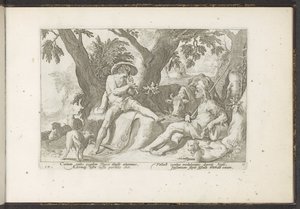 Mercurius speelt fluit voor Argus door Hendrick Goltzius (workshop of)