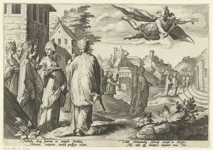Mercurius wordt verliefd op Herse door Hendrick Goltzius (workshop of)