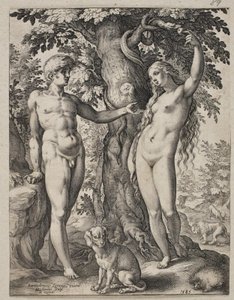 Adam en Eva door Hendrick Goltzius