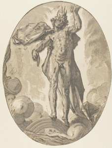 Aether, plaat zes uit Demogorgon en de goden door Hendrick Goltzius