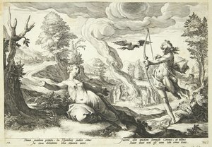 Apollo doodt Koronis door Hendrick Goltzius
