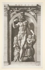 Bacchus, #7 in een Serie van Acht Antieke Goden door Hendrick Goltzius