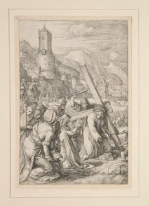 Christus draagt het kruis, #9 uit De Passie, een serie van 12 gravures
