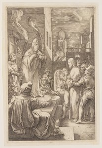 Christus voor Kajafas, uit De Passie door Hendrick Goltzius