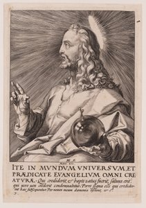 Christus, van Christus, de apostelen en Paulus met de geloofsbelijdenis door Hendrick Goltzius