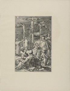Christus aan het kruis, plaat tien uit de Passie van Christus door Hendrick Goltzius