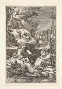 Christus op de Olijfberg door Hendrick Goltzius