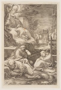 Christus op de Olijfberg, uit The Passion door Hendrick Goltzius