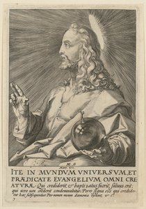 Christus als Salvator Mundi, blad 7 uit de reeks “Christus, de twaalf apostelen en Paulus”