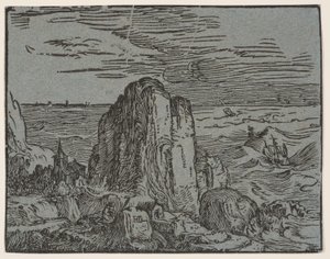 Klif aan de kust door Hendrick Goltzius