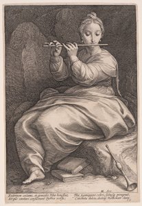 Euterpe, de Muze van de Muziek, uit De Negen Muzen door Hendrick Goltzius