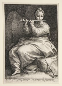 Euterpe, plaat 6 uit de serie De negen muzen door Hendrick Goltzius