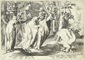 Faetons Zusters veranderen in Populieren en Cygnus in een Zwaan door Hendrick Goltzius