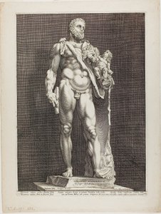 Hercules en Telephos, plaat twee uit Drie Beroemde Antieke Beelden door Hendrick Goltzius
