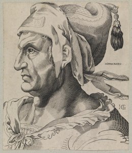 Hippocrates. Buste van een man in profiel door Hendrick Goltzius
