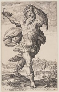 Horatius Cocles, uit De Romeinse Helden door Hendrick Goltzius