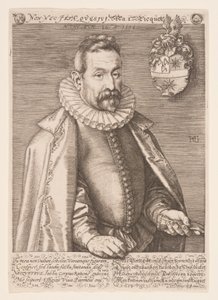 Jan Nicquet, Art Collector in Amsterdam door Hendrick Goltzius