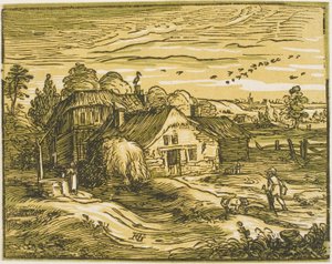 Landschap met een Boerderij, uit Vier Kleine Landschappen door Hendrick Goltzius