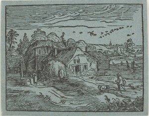 Landschap met een boerderij, uit Vier kleine landschappen door Hendrick Goltzius