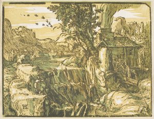 Landschap met een waterval, uit Vier kleine landschappen
