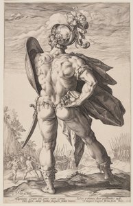 Marcus Valerius Corvus, uit De Romeinse Helden door Hendrick Goltzius