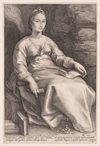Melpomene, de Muze van de Tragedie, uit De Negen Muzen door Hendrick Goltzius
