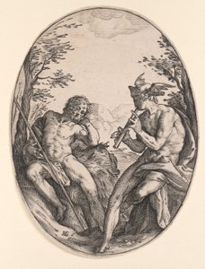 Mercurius en Argus door Hendrick Goltzius