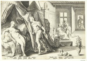 Mercurius betreedt de kamer van Herse nadat hij Agraulos in steen heeft veranderd