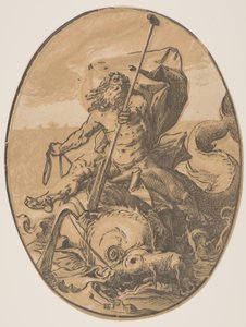 Oceanus, van De godheden door Hendrick Goltzius