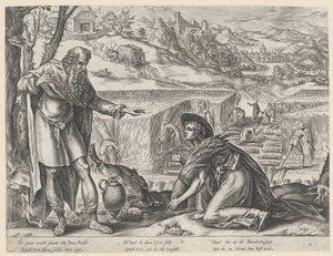 Ruth leest aren in het veld van Boaz door Hendrick Goltzius