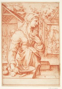 Sarah in de keuken door Hendrick Goltzius