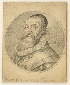 Zelfportret. Rond in een rechthoek door Hendrick Goltzius