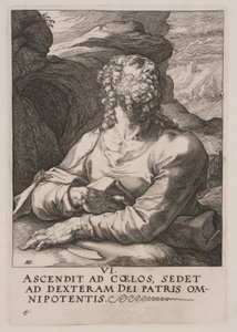 De heilige Bartholomeus, van Christus, de apostelen en Paulus met de geloofsbelijdenis door Hendrick Goltzius