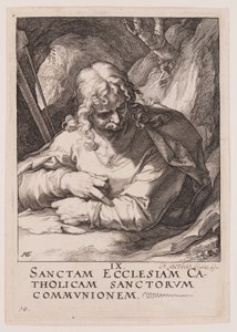 Jakobus de Minder, van Christus, de Apostelen en Paulus met het Credo door Hendrick Goltzius