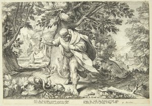 Teiresias slaat twee parende slangen met zijn stok
