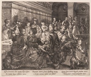 Het banket van Tarquinius Collatinus, uit Het verhaal van Lucretia door Hendrick Goltzius