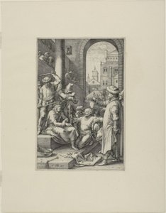 De Kroning met Doornen, plaat zeven uit De Passie van Christus door Hendrick Goltzius
