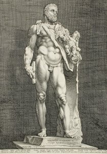 Keizer Commodus als Hercules door Hendrick Goltzius