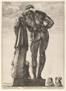 De Farnese Hercules, van drie beroemde antieke beelden in Rome door Hendrick Goltzius