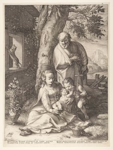 De Heilige Familie met het Kind Johannes de Doper, uit De geboorte en het vroege leven van Christus door Hendrick Goltzius