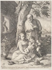 De Heilige Familie met de jonge St. Johannes de Doper door Hendrick Goltzius